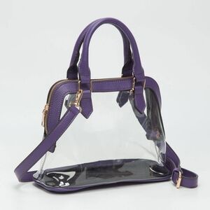 Purple Structured Transparent Clear Handbag Crossbody Bag Purse Leather